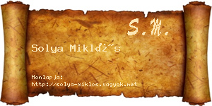Solya Miklós névjegykártya